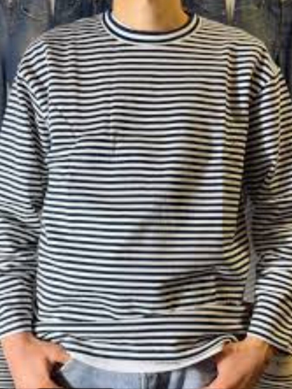 a new day Navy & White Striped Long-Sleeve Tee